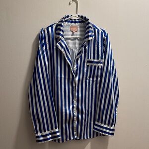 Show Me Your MuMu Royal Blue and White Striped Shirt